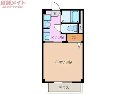 グレーススズカ(1K/1階)の間取り写真