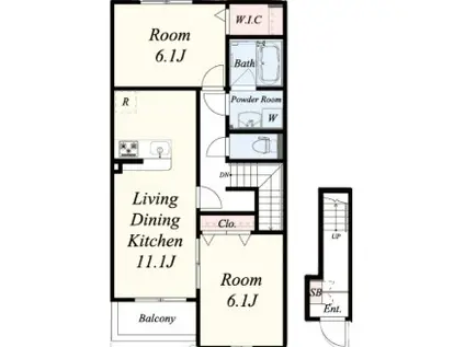 ソフテイルSIX(2LDK/2階)の間取り写真