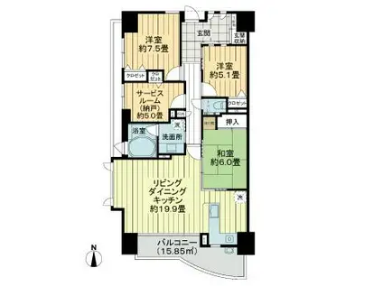 遠州鉄道 第一通り駅 徒歩4分 14階建 築20年(3SLDK/6階)の間取り写真
