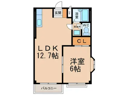 シャンブル21(1LDK/2階)の間取り写真