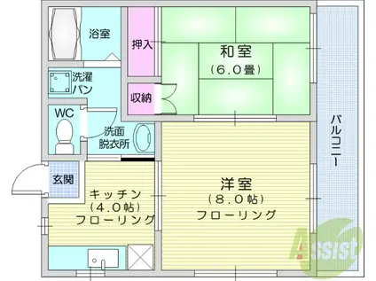 SHIKOTAレジデンスA(2K/1階)の間取り写真