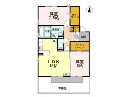 ディアコート楠木(2LDK/1階)の間取り写真