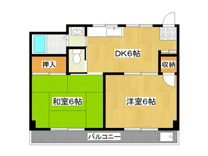 藤ハイツ(2DK/1階)の間取り写真