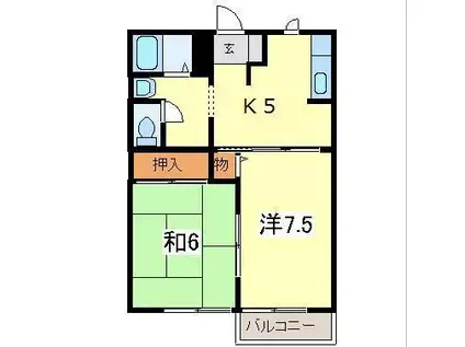 サンパレット(2K/2階)の間取り写真