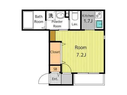 ブランシュシュ鷹匠(1K/2階)の間取り写真