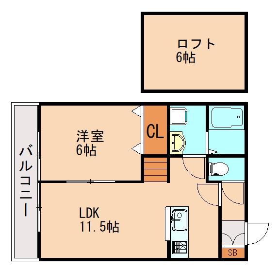 レミエ潤野W(1LDK/2階)の間取り写真