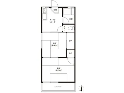 MINAMAKI 99 HEIGHTS(2DK/2階)の間取り写真