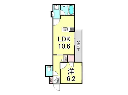 シャーメゾンボヌール陸ノ町(1LDK/1階)の間取り写真