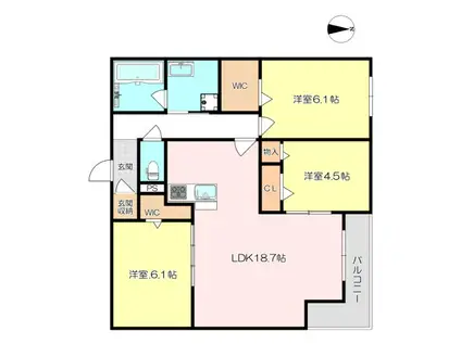 エステート南塚口(3LDK/3階)の間取り写真
