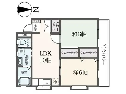 パールハイムコナヤ(2LDK/3階)の間取り写真