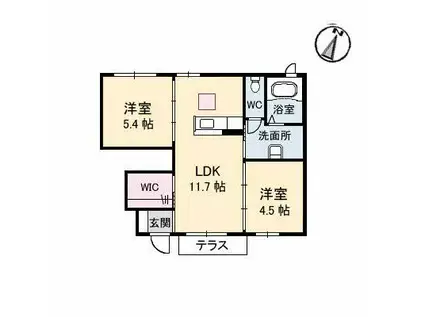 鳳鳴館 I(2LDK/1階)の間取り写真