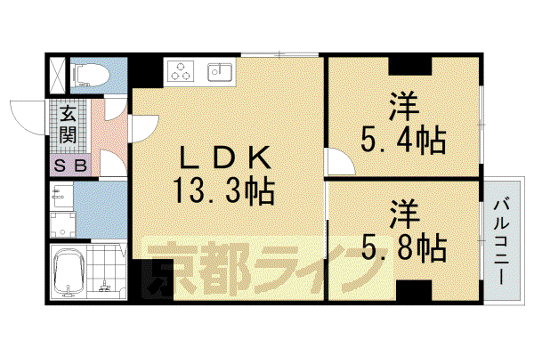 ハウスオブローゼIII(2LDK/1階)の間取り写真