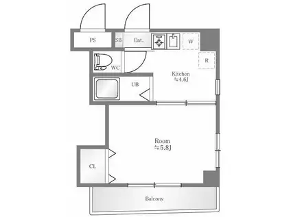 リーヴェルステージ横浜西(1DK/2階)の間取り写真