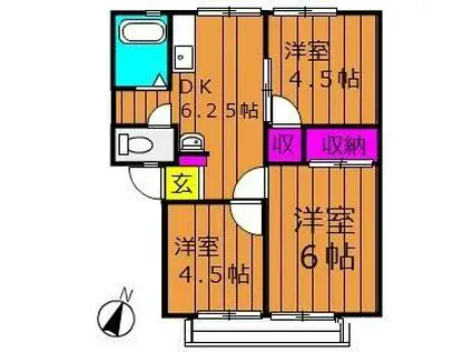 エスポワールヤマテ(3DK/2階)の間取り写真