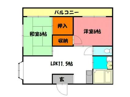 ドュ・ホーム魚住(2LDK/3階)の間取り写真