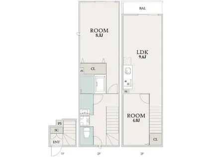 ミハス中浦和(2LDK/1階)の間取り写真