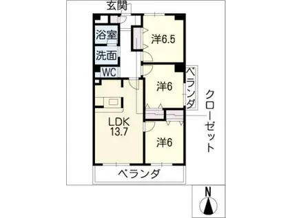 MS SOCIA 長良(3LDK/4階)の間取り写真