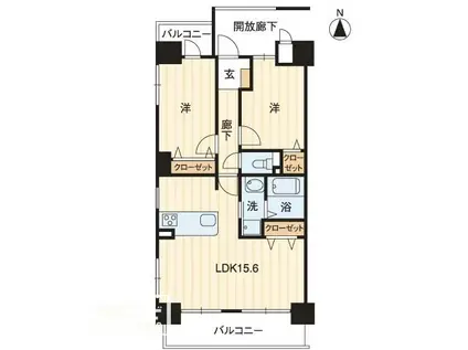 アルファライフ栗林駅北(2LDK/9階)の間取り写真