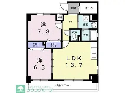 スリールステラ(2LDK/2階)の間取り写真