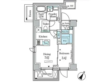 ラテスト白金台(1K/3階)の間取り写真