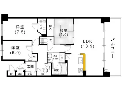 ジェイグラン吹田千里丘(3LDK/3階)の間取り写真