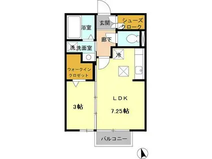 セジュールアラコ A(1DK/1階)の間取り写真