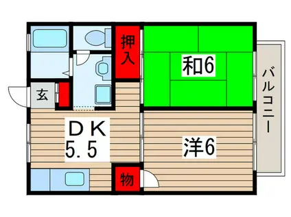 グレイス稲毛(2DK/2階)の間取り写真