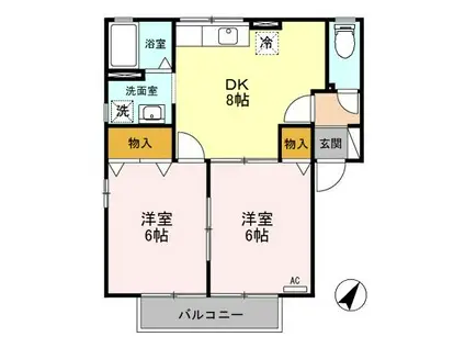 ミルキーウェイB(2DK/2階)の間取り写真