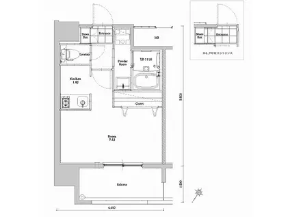 エンクレストベイ天神東III(1K/11階)の間取り写真