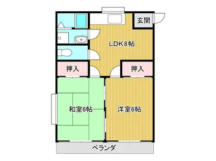 礒村二番館(2LDK/2階)の間取り写真