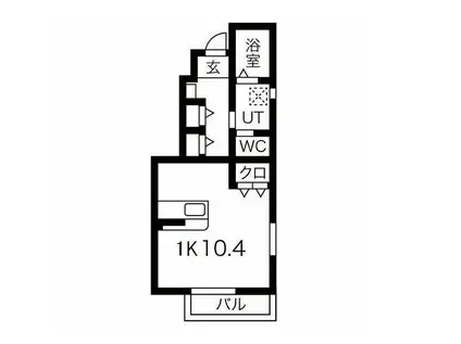 ESPERANZAD棟(ワンルーム/1階)の間取り写真