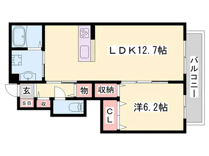 ANGEMAISON(1LDK/1階)の間取り写真