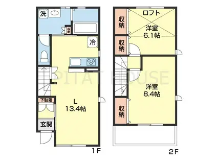 レインボー花山(2LDK/1階)の間取り写真