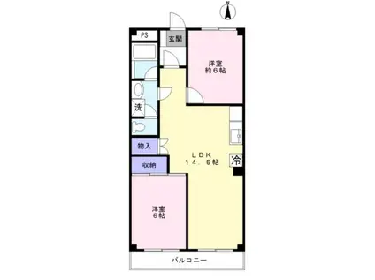 パールマンションI(2LDK/5階)の間取り写真