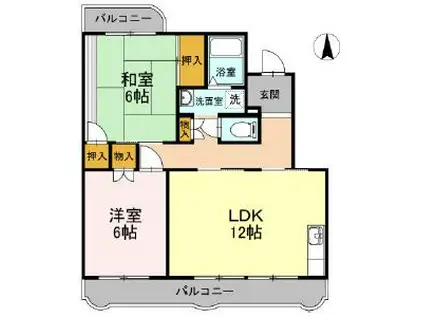 ゆーかりI(2LDK/2階)の間取り写真