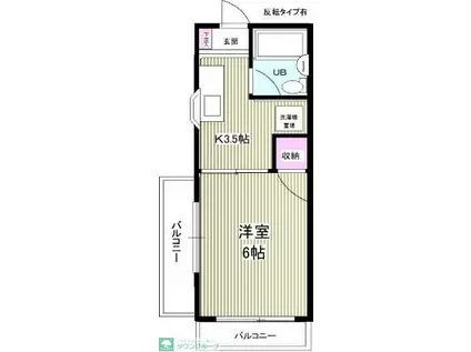 ロータリー所沢ハイツ(1K/3階)の間取り写真