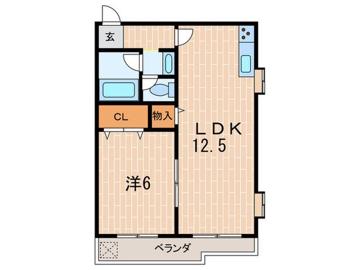 サンパレス21夙川東(1LDK/1階)の間取り写真