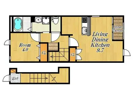 地下鉄長堀鶴見緑地線 鶴見緑地駅 徒歩11分 2階建 築2年(1LDK/2階)の間取り写真