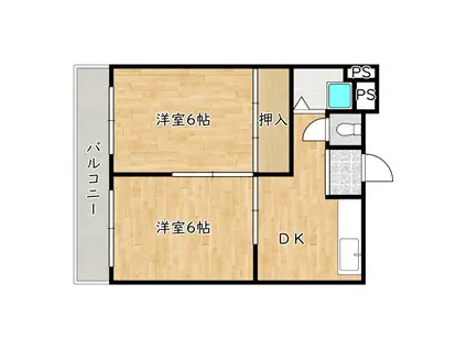 アクアハイツ(2DK/3階)の間取り写真