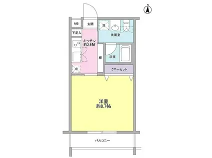 ノ-ブ新百合(1K/1階)の間取り写真