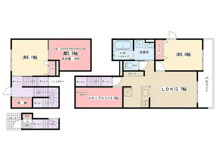 ハレレア・ラニ(2LDK/2階)の間取り写真