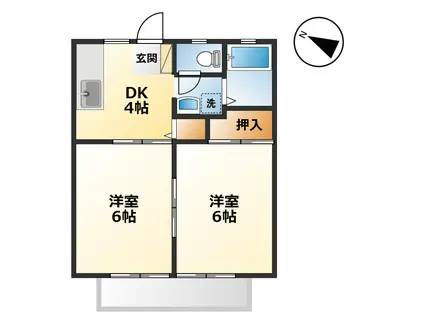 山田ハイツ(2DK/2階)の間取り写真