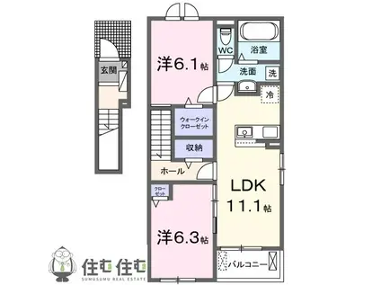 サンライズ市木(2LDK/2階)の間取り写真