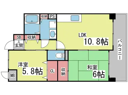 LAZO御影(2LDK/4階)の間取り写真