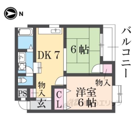 サニーコート菜畑(2DK/4階)の間取り写真