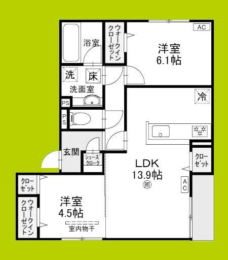 D-RESIDENCE南茨木(2LDK/1階)の間取り写真