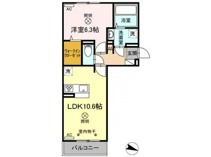 フリージア B棟(1LDK/3階)の間取り写真