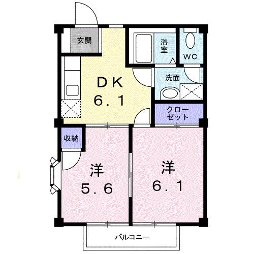 グリーンパークII(2DK/2階)の間取り写真