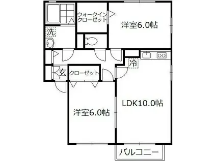 カサベルテ(2LDK/2階)の間取り写真