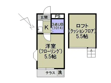 ハイムトレンディI(1K/1階)の間取り写真